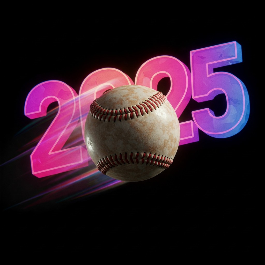 a baseball with the year 2025 behind it